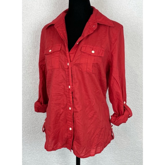 OLD NAVY • Red Classic Button-Down Long Sleeve Shirt - Picture 1 of 11